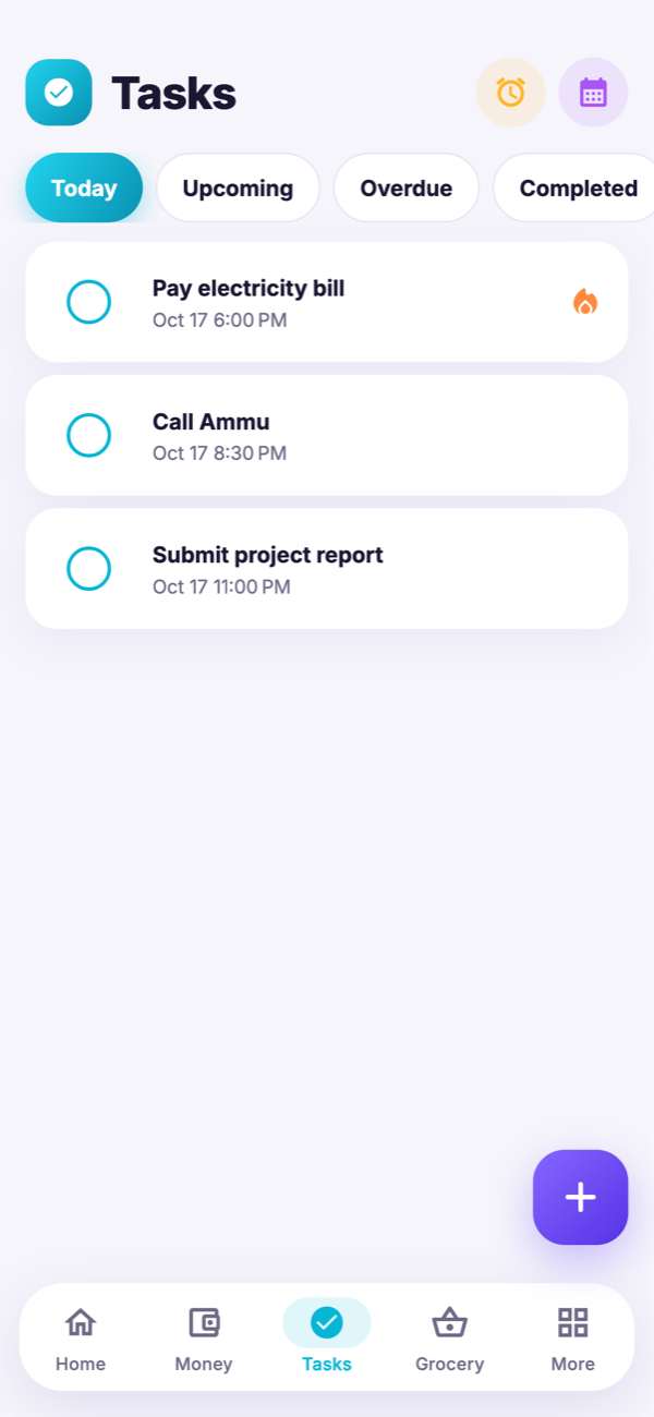 Talika Tasks screen